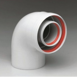 Koaksiālais līkums 90 ° Ø 60/100 mm